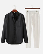 Altavita Linen City Summer Set - Black/White