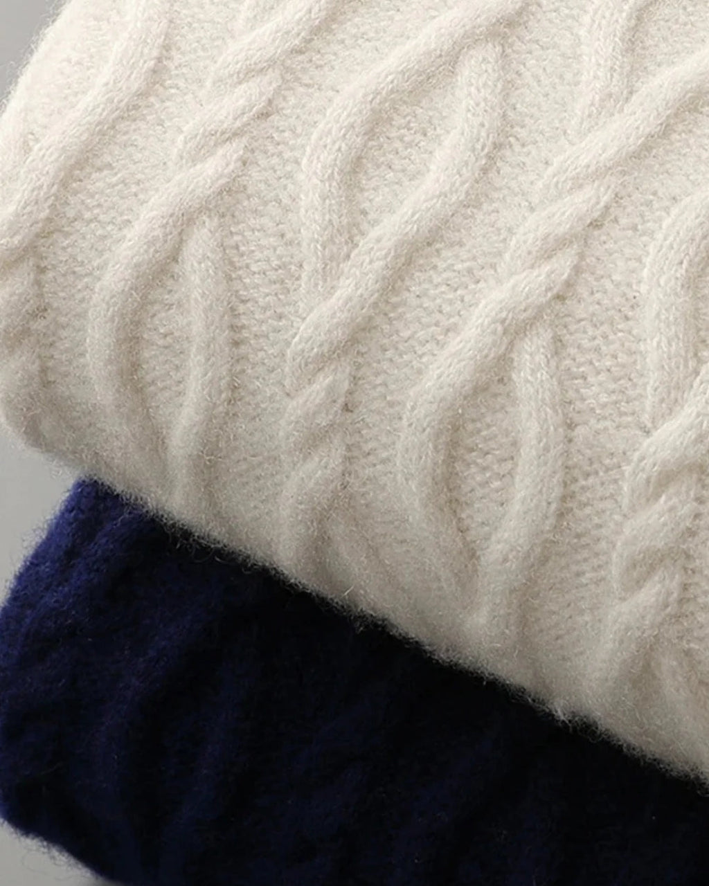 Merino Wool Cable Knit Crewneck - White