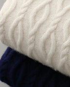 Merino Wool Cable Knit Crewneck - White