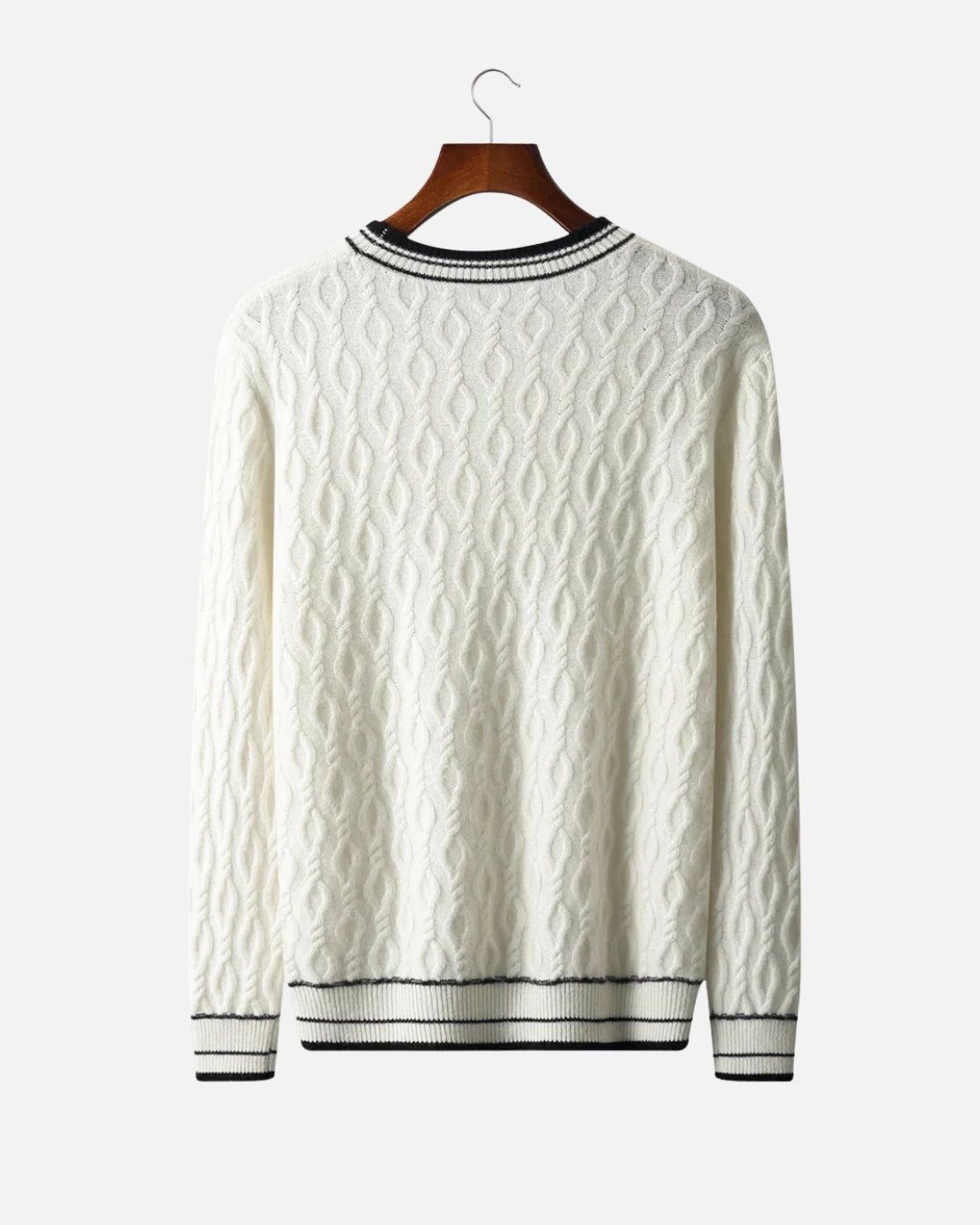 Merino Wool Cable Knit Crewneck - White