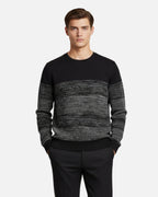 Merino Wool Crewneck Gradient Sweater - Black