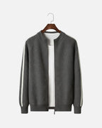 Merino Wool Full-Zip Stripe Sweater - Graphite