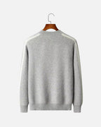 Merino Wool Full-Zip Stripe Sweater - Grey
