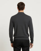 Merino Wool Long Sleeve Polo Shirt - Graphite