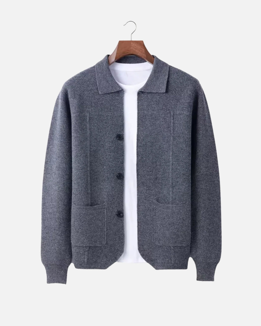 Merino Wool Overshirt with Buttons - Graphite