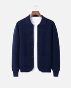 Merino Wool Button-Up Overshirt - Navy