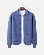 Merino Wool Button-Up Overshirt - Sea Blue