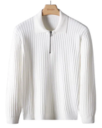 Elegant Striped Zip Sweater