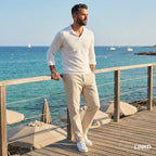 Men's Long Sleeve Knit Shirt with Lapel Collar